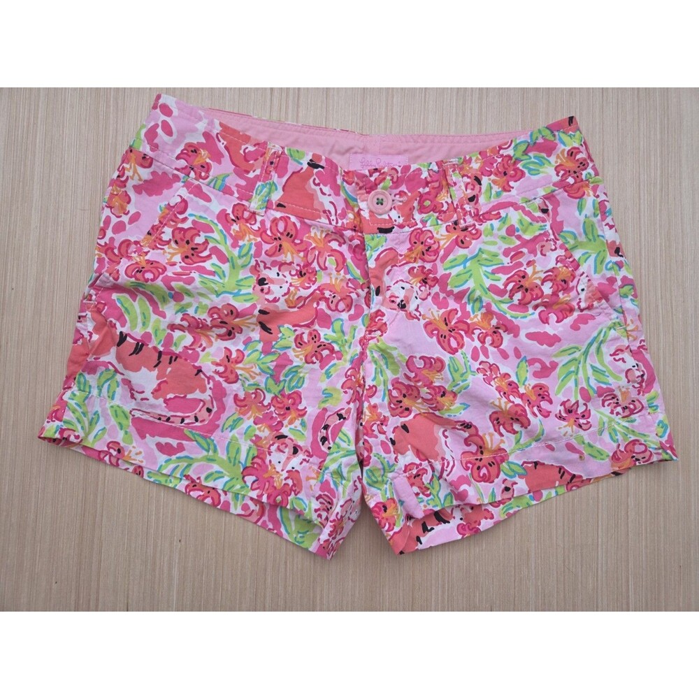 Lilly Pulitzer Callahan 4.5" Inseam Shorts Call Me Kitty Tiger Lily Cat Women 00